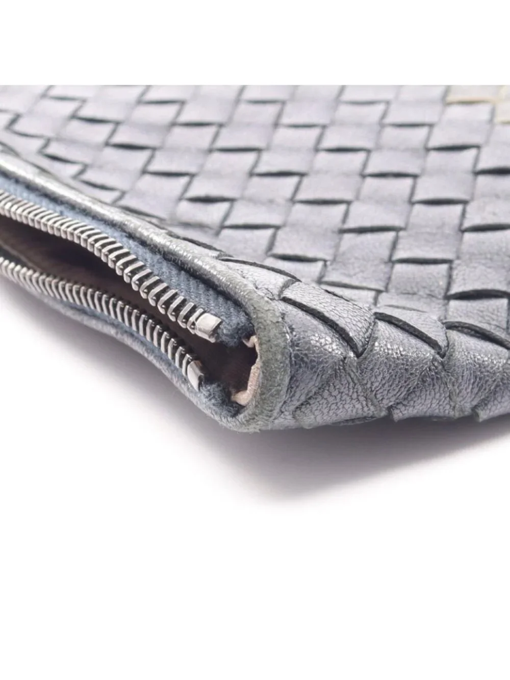 Bottega Veneta Clutch Intrecciato Black Blue Leather